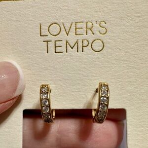 Lover’s Tempo NWT Channel-Set Gold Crystal Huggie Earrings